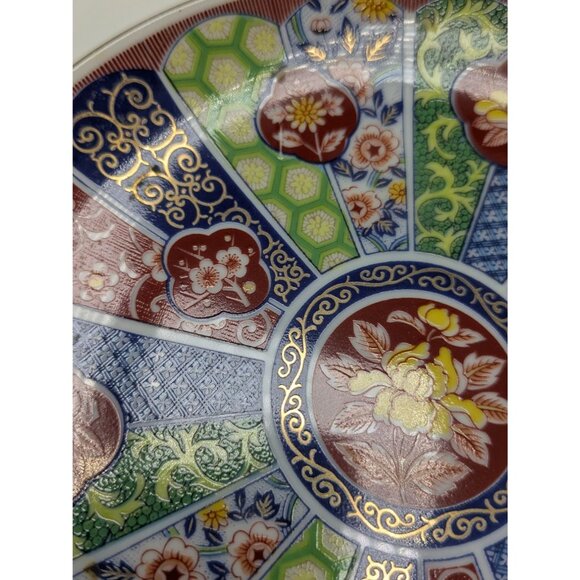 Japanese Imari Ware Decorative Plate Floral Geometric Design Collectors Item 6 1 - Picture 5 of 17